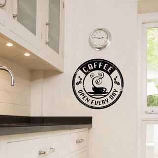 Steaming Cup Of Coffee Wall Vinyl Wall Decal Sticker (Glossy blackEasy to apply, instructions includedDimensions 25 inches wide x 35 inches long )
