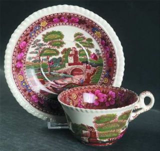 Spode Delft (2/3992, 2/3993) Flat Cup & Saucer Set, Fine China Dinnerware   Brow