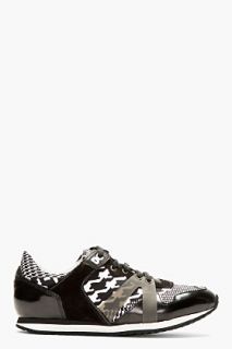 Mcq Alexander Mcqueen Black Patent Leather And Textile Sneakers