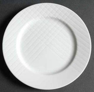 Swid Powell Meier Grid Salad Plate, Fine China Dinnerware   White Embossed Grid