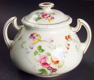 Royal Doulton Gleneagles Sugar Bowl & Lid, Fine China Dinnerware   Floral W/Pink