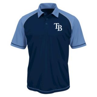 MLB Mens Tampa Bay Rays Synthetic Polo T Shirt   Blue (L)