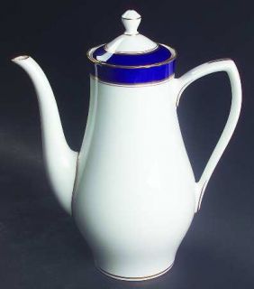 Royal Worcester Cavendish Blue Coffee Pot & Lid, Fine China Dinnerware   Bone,Bl
