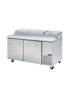 Kool It 67 in Pizza Preparation Table w/ Pans, 2 Sections & 2 Hinged Doors, Stainless