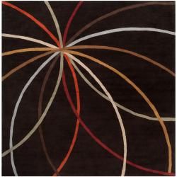 Hand tufted Black Contemporary Cheeka Wool Abstract Rug (99 Square)