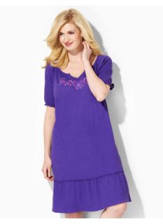 Catherines Plus Size Enchanted Embroidery Sleep Gown   Womens Size 1X, Violet