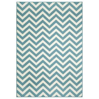 Indoor/outdoor Blue Chevron Rug (86 X 130)