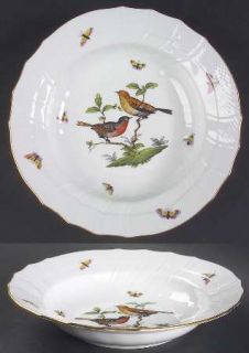 Herend Rothschild Bird (Ro) Large Rim Soup Bowl, Fine China Dinnerware   Bird, F