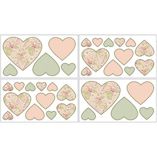 Sweet Jojo Designs Annabel Nursery Wall Decal Sheets (set Of 4) (PaperStyle HeartsDimensions 18 inches long x 10 inches wide, eachNOTE These decals are intended for standard flat wall finishes and may not adhere completely to a textured wall. Please co