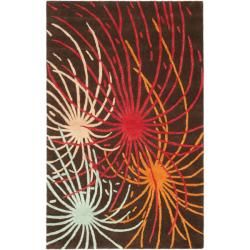 Handmade Soho Fireworks Brown New Zealand Wool Rug (76 X 96)