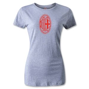 hidden AC Milan Distressed Logo Womens T Shirt (Gray)