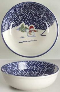 Thomson Snowman Soup/Cereal Bowl, Fine China Dinnerware   Blue Speckles On Half,