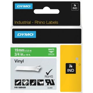 Dymo White On Green Color Coded Label