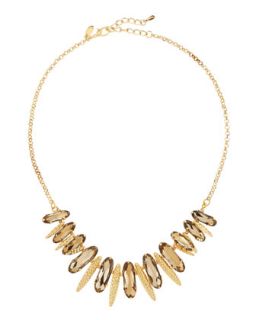 Oval Crystal Station Necklace, Taupe/Golden