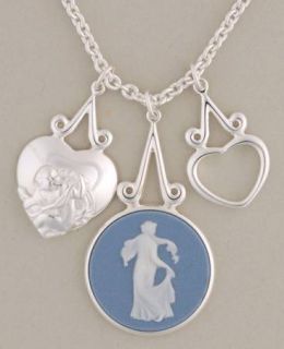 Wedgwood Jasperware Jewelry Jasperware Round Silverplate Girl Muse Necklace, Fin