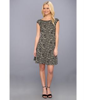 Maggy London Lace Jacquard Fit And Flare Dress Womens Dress (Black)