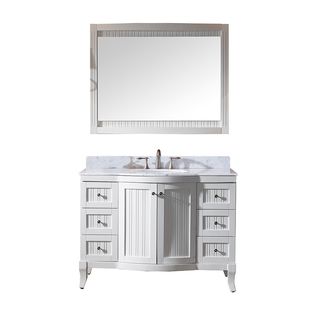 Virtu Usa Khaleesi 48 Inch Single Sink White Vanity With Carrara White Marble Countertop With Backsplash