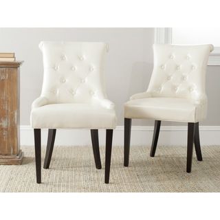 Safavieh Bowie Cream Side Chairs (set Of 2) (CreamMaterials Birch wood/ bi cast leatherFinish EspressoSet includes Two (2) side chairsSeat dimensions 17.7 inches wide x 17.7 inches deepSeat height 19.7 inchesDimensions 37 inches high x 22 inches wid