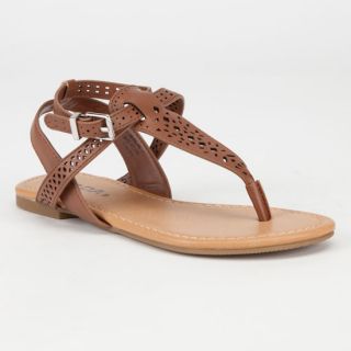 Girls Perforated T Strap Sandals Cognac In Sizes 5, 4, 2, 3, 1 For Women 2