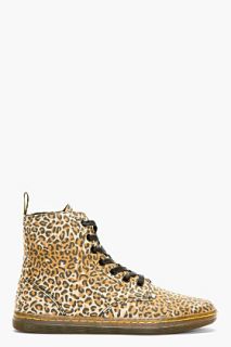 Dr. Martens Brown And Beige Leopard Print Canvas Hackney 7_eye Boots