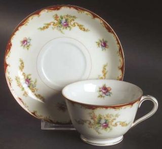 Harmony House China Wembley Footed Cup & Saucer Set, Fine China Dinnerware   Red