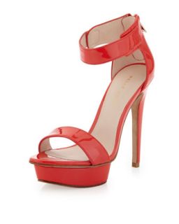 Ardina Patent Leather Platform Sandal, Flamingo