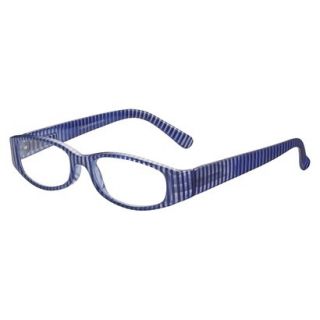 ICU Nautical Blue Striped Rectangle Reading Glasses With Case   +2.0