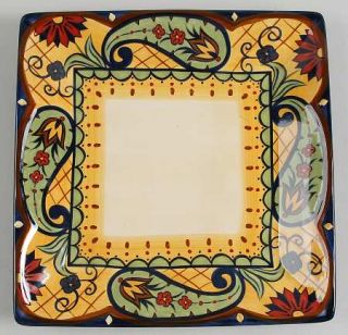Corsica Home Crown Jewel Square Dinner Plate, Fine China Dinnerware   Floral,Pai