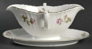 Johann Haviland Rose Of Picardy White Gravy Boat with Attached Underplate, Fine