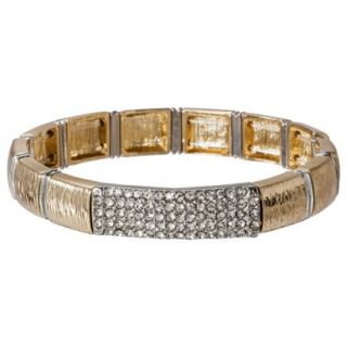 Capsule by C ra Rectangle Bead Stretch Bracelet with Rhinestone Accent   Gold