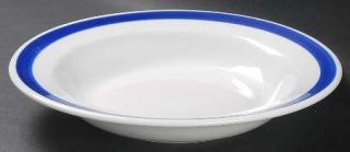 Crate & Barrel Diner Blue Rim Soup Bowl, Fine China Dinnerware   Blue Stripe Off