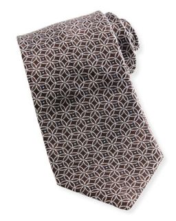 IB Brown Floral Textured Silk Tie, Brown