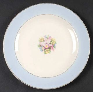 Royal (USA) Blue Orchid Salad Plate, Fine China Dinnerware   Light Blue Band,Flo