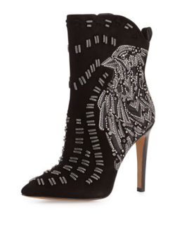 Melina Embellished Suede Boot, Black