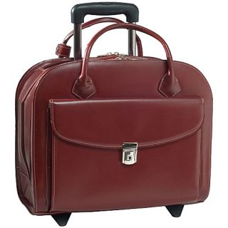 Granville Leather 15.4 Wheeled Ladies Laptop Case Red   McKlein US