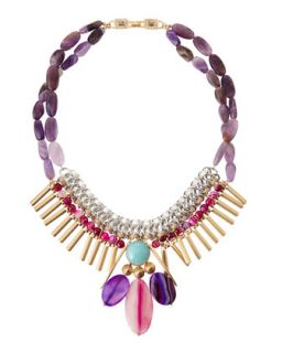Woven Tiered Crystal Statement Necklace