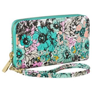 Merona Floral Zip Around Phone Case Wallet with Removable Wristlet Strap   Blue