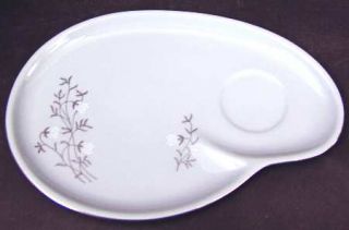 Seyei Belmar Snack Plate, Fine China Dinnerware   White Flowers, Platinum Leaves