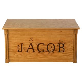 Wood Creations Amber Finish Thematic Lettering Toy Box Multicolor   WBC  