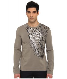 Just Cavalli Long Sleeve Graphic Tee Mens Long Sleeve Pullover (Gray)