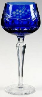 Lausitzer La5 (Non Cut Stem) Cobalt Blue Hock Wine   Cut Grapes,Leaves & Dots,Mo