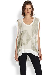 IRO Erika Embellished Sheer Tank   White