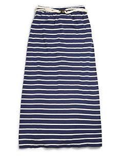 Ralph Lauren Girls Striped Maxi Skirt   Fresco Blue
