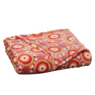 Suzani Pink Luxury Plush Printed Throw