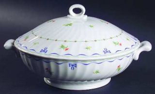 Royal Worcester Ribbons & Bows Round Covered Vegetable, Fine China Dinnerware  