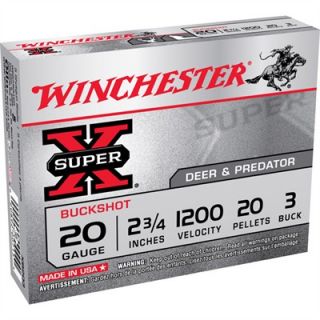 Winchester Super X Buckshot Shotgun Ammunition   Winchester Super X Buckshot 20ga 2 3/4   20 #3 Pellets