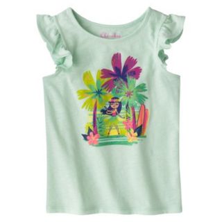 Cherokee Infant Toddler Girls Flutter Sleeve Hula Girl Tee   Joyful Mint 3T
