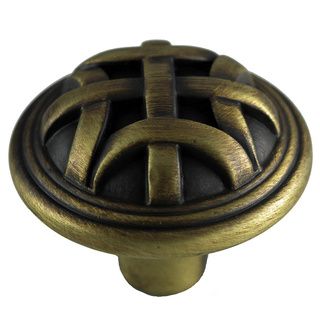 Gliderite Antique Brass Round Braided Cabinet Knobs (case Of 10) (Die cast zinc alloyQuantity Ten (10)  Dimensions Diameter 1.25 inches, projection 1 inch, base 0.438 inches For matching pull, search 83063 AB Standard 1 inch installation screw is inc