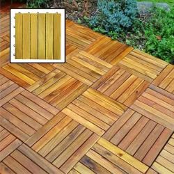 Acacia Hardwood Deck Tiles (pack Of 10) (AcaciaDimensions of tile 12 inches long x 12 inches wide x 1 inch highTotal square footage per pack 10 square feetSnapping installationPack of 10)