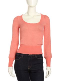 Dot Long Sleeve Sweater, Coral Combo